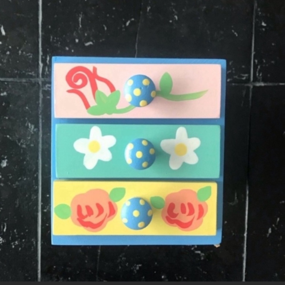 Painted Jewelry Box with 3 Drawers